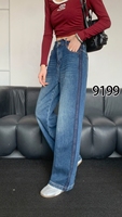 Pantalon en jean décontracté taille haute extensible pour femme grande taille, coupe large, délavé, respirant et écologique – Vente en gros sur mesure