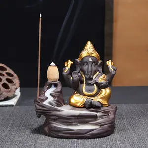 Ganesha Indietro Bruciatore di Incenso Viola Sabbia Alpine L'acqua Che Scorre A Sud Est Asia Elefante Dio Buddista Bruciatore di Incenso