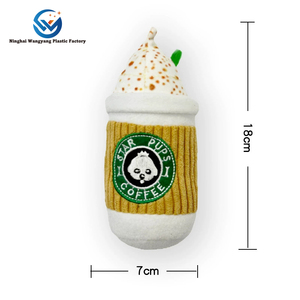 Star Pups Juguete de perro de peluche de lujo ecológico Cachorro divertido 'Pup'kin Spice Latte Squeaky Coffee <span class=keywords><strong>Dog</strong></span> Chew <span class=keywords><strong>Toy</strong></span> Blanco Sólido - Product Image 5