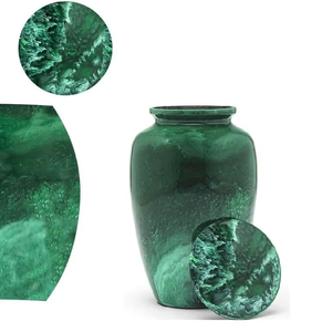 Urna Funeraria de Aluminio Verde Mármol de Diseño Moderno Global Aura, para Cenizas Humanas, Duradera, Ligera, de Alta Calidad, para Mesa - Product Image 1