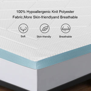 Surmatelas amovible en mousse à mémoire de forme de gel de refroidissement à débit d'air de 3 pouces pour la maison ou les chambres d'hôtel - Product Image 3