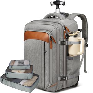 Custom Travel Rolling Wheeled <strong>Backpack</strong> Airline Approved 3 Packing <strong>Cubes</strong> 17 Inch Laptop Carry-On <strong>Backpack</strong> - Product Image 1