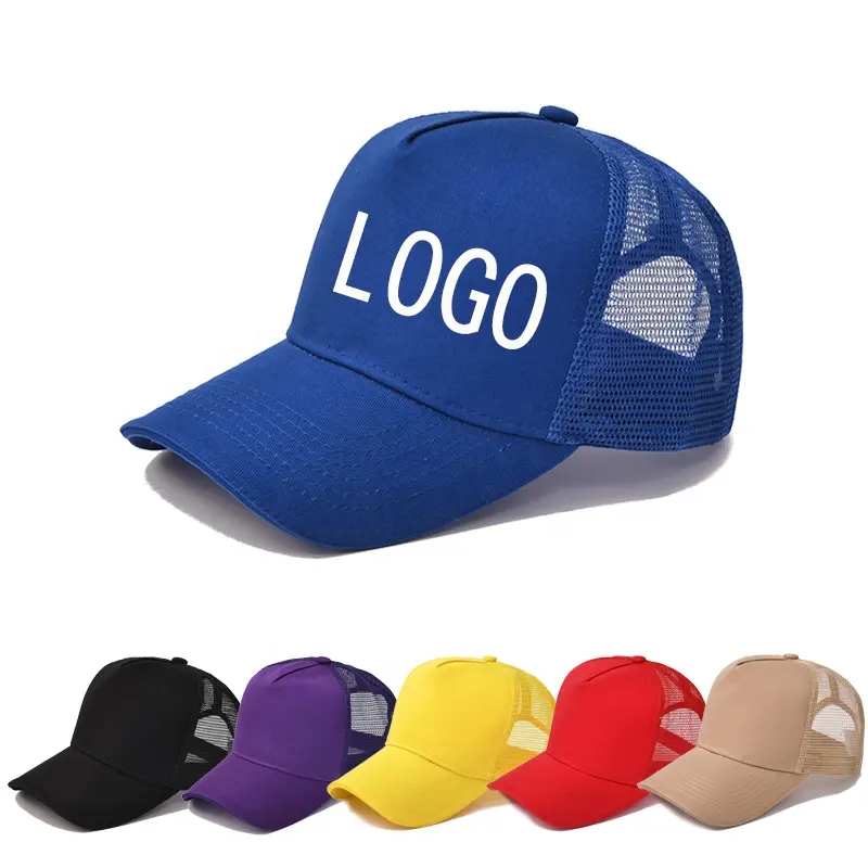 Commercio all'ingrosso di alta qualità 6 pannelli Logo personalizzato vuoto 100% cotone maglia camionista berretto 3D ricamo stampa LOGO Sport berretto da Baseball cappello