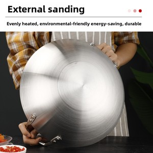 <span class=keywords><strong>Wok</strong></span> Comercial de Acero Inoxidable <span class=keywords><strong>con</strong></span> Fondo Redondo, Sartén Antiadherente para Cocina China <span class=keywords><strong>con</strong></span> Doble Asa para <span class=keywords><strong>Restaurante</strong></span> - Product Image 4