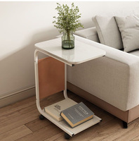 Table d'appoint moderne en métal pour salon et chambre, design double couche avec rangement de poche, légère et durable, pour appartement, villa, hôtel