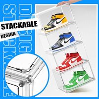 Boîtes à chaussures empilables en acrylique transparent avec porte magnétique, rangement pour les passionnés de baskets, vitrine pour bottes