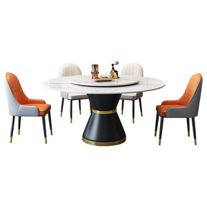 <span class=keywords><strong>Mesa</strong></span> de Comedor Redonda de Estilo Italiano Moderno y Minimalista <span class=keywords><strong>con</strong></span> Silla <span class=keywords><strong>Circular</strong></span> Giratoria, Combinación para Muebles de Sala de Estar - Product Image 6