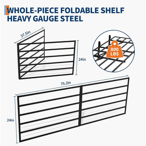 Étagères de rangement murales pour garage JH-Mech, robustes, légères, capacité de charge de 1600 lb, en acier <span class=keywords><strong>noir</strong></span> robuste. - Product Image 2