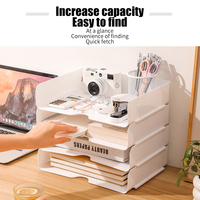 Caja de Almacenamiento de Papel A4 de Diseño Moderno y Simple 2026, Organizador de Archivos de Escritorio de Plástico, Cajas de Almacenamiento Multicapa