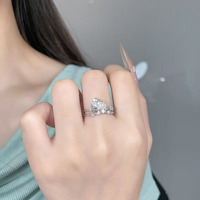 Bague de fiançailles Branch Fashion en forme de goutte d'eau à double tige en Pt950 avec diamant de laboratoire pour femme, bague en diamant cultivé en laboratoire, bijoux fins