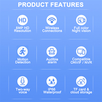 Kamera Keamanan Ikevision Tuya Smart 4K 8MP Sensor CMOS WiFi 2.4G PTZ dengan Visi Malam Berwarna, Lensa 2.8mm, Ukuran Mini, Tahan Air
