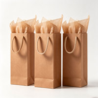 Sac en papier personnalisé avec logo de marque imprimé pour bouteilles de vin, emballage cadeau avec poignées en ruban