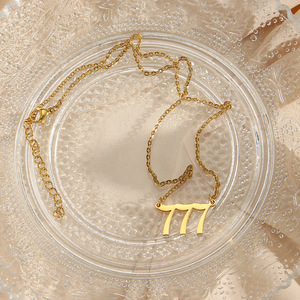 Gran oferta, collar de Ángel de acero inoxidable de oro de 18 quilates, joyería delicada <span class=keywords><strong>111</strong></span> <span class=keywords><strong>222</strong></span> 333 444 555, colgante de número de Ángel para mujer - Product Image 4