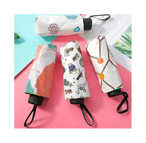 Small fresh umbrella sunscreen folding sunny umbrella vinyl sunshade five folding umbrella