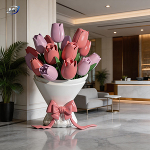 Escultura de Rosa de Fibra de Vidrio, Adorno Duradero para Exteriores, Centros Comerciales y Jardines, con Acabado Pintado en Colores Vivos, Modelo ML-FRPS-029 - Product Image 3