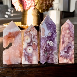 หินคริสตัลแกะสลักขัดเงาสีชมพูอเมทิสต์อาเกตทรงหอคอย สำหรับตกแต่งบ้าน ของขวัญงานแต่งงาน วันหยุด เป็นมิตรกับสิ่งแวดล้อม - Product Image 2