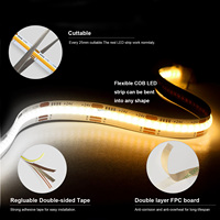 Bande LED COB 10 mm CCT 2700K-6500K 24V 576 LED, double blanc, flexible, pliable, décoration intérieure, économie d'énergie, ruban LED CCT, guirlandes lumineuses