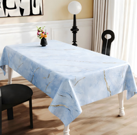 Nappe carrée en PVC à texture marbre gris naturel, impression personnalisée, taille et couleur au choix, imperméable, anti-taches, style tropical de luxe léger