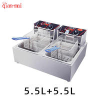 Friteuse commerciale à 2 réservoirs 220V capacité électrique 5.5L pour restaurant et magasin d'alimentation pour chips de pomme de terre poisson KFC poulet frit