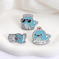 Broches en émail en forme de baleine mignonne, badges de revers personnalisés, bijoux cadeaux avec placage en nickel noir, métal