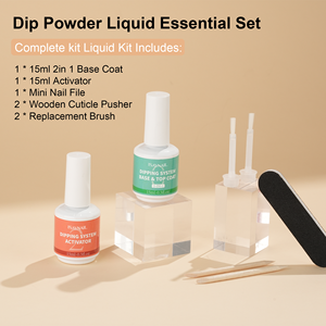 Set Liquido per Sistema di Polvere a Immersione a Lunga Durata Senza UV, <span class=keywords><strong>Base</strong></span> e Top Coat 2 <span class=keywords><strong>in</strong></span> 1, Set di Smalti Gel Attivatori da 15ml - Product Image 4