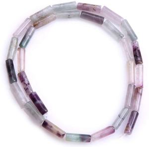 Tubo de fluorita de arcoíris de cristal de alta calidad, hebra de cuentas de tubo de piedras preciosas naturales, fabricación de joyas, cuentas sueltas, mayorista - Product Image 1