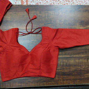 Chemisier classique à manches longues en soie dupion avec lien à nouer, tenue traditionnelle pour sari - Product Image 1