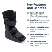 Botte de marche légère à jambe courte avec logo personnalisé, fentes pour sangles et Velcro en polaire réglable pour la stabilité et le soutien en rééducation post-fracture