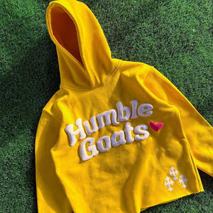 Pull-over à capuche OEM lourd 100% en coton pour hommes Design brodé par impression 3D à bord coupé personnalisé et à ourlet brut - Product Image 2