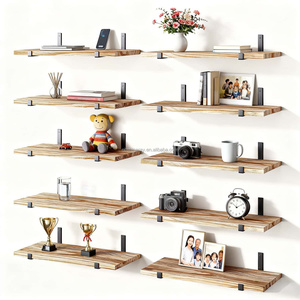 Étagère <span class=keywords><strong>murale</strong></span> flottante 8 niveaux robuste <span class=keywords><strong>et</strong></span> moderne, résistante à l'eau, avec support métallique en J <span class=keywords><strong>et</strong></span> cadre en <span class=keywords><strong>bois</strong></span> - Product Image 6