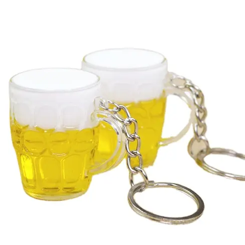 พวงกุญแจแก้วเบียร์ทำจากอะคริลิก,พวงกุญแจรูปถ้วยสำหรับผูกเบียร์ขนาดเล็ก
