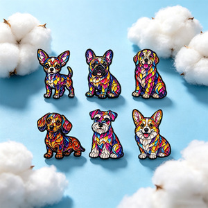 Set de 6 Estilos de Lindos Pines Esmaltados de Perro, Arte en Vidrio, Insignias de Solapa de Cachorro, Corgi, Bulldog, <span class=keywords><strong>Golden</strong></span> Retriever, Decoración para Mochilas y Ropa, Regalo - Product Image 3