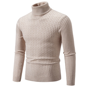 Custom GOTS Long Sleeve <b>Jumper</b> Winter <b>Pullover</b> High Neck Knitwear 100% Cotton Turtleneck Sweater for Men - Product Image 6