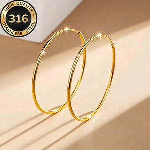 Boucles d'oreilles 18KHOOP transfrontalières européennes et américaines, luxe léger pour femmes, boucles d'oreilles classiques haut de gamme à bobine inductrice - Product Image 6