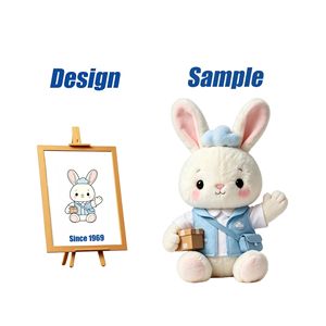 Shengye, fabricant et fournisseur de jouets : Lapin en peluche brodé, sûr pour la peau, avec oreilles verticales, modèle Courier Bunny, pour décoration de chambre d'enfant - Product Image 1