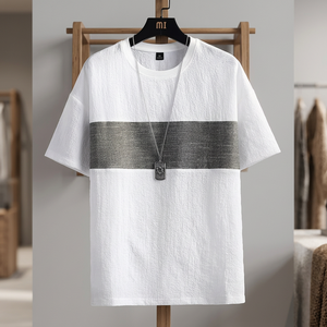 T-shirt pour homme A6104, 200 grammes, tissé en polyester/coton, imprimé, écologique - Product Image 4