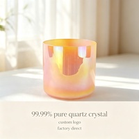 Bol chantant en cristal de quartz HF pour la guérison sonore 432Hz 440Hz, bol sonore en cristal Aura Peach Sunset, instrument de méditation et de yoga