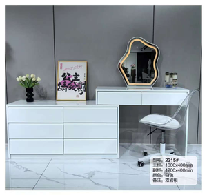 Modern <b>Makeup</b> Vanity <b>Table</b> <b>With</b> <b>Lighted</b> Mirror Storage Desk White Color For Bedroom Furniture - Product Image 1
