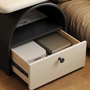 Luxury Black White Mid Century Inspired Nightstand <strong>Circular</strong> <strong>Table</strong> with Metal Legs Modern Accent Sofa <strong>Bedside</strong> <strong>Table</strong> - Product Image 6