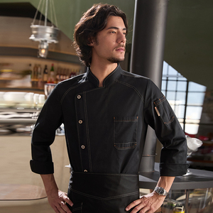 Vêtements <span class=keywords><strong>de</strong></span> travail en denim à manches longues pour hommes YUZI pour l'automne et l'hiver, pour restaurant, bar, boulangerie, pâtisserie - Product Image 5