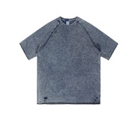 T-shirt à manches courtes en éponge batik délavé pour hommes, style rétro et ample, collection printemps et été 2024