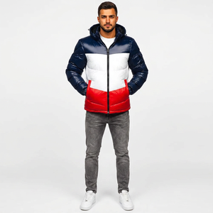Chaquetas Acolchadas Casuales Brillantes para Hombre 2025, Cierre de Cremallera, Cuello Alto, Lona, Servicio OEM, Logotipo Frontal con Impresión Puff - Product Image 1