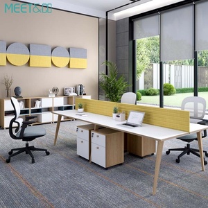 Modern 4-Person Office Cubicle <b>Workstation</b> <b>Desk</b> with Convertible Chair Free OEM ODM Modular <b>Workstation</b> - Product Image 1