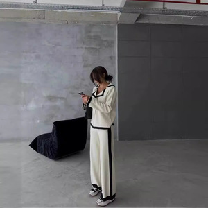 Fall Knitted <strong>Set</strong> <strong>for</strong> Women Lapel Color Matching <strong>Top</strong> Long Sleeve <strong>Trousers</strong> Two Piece Suit Female <strong>Top</strong> <strong>and</strong> Pant Outfits <strong>for</strong> <strong>Ladies</strong> - Product Image 4