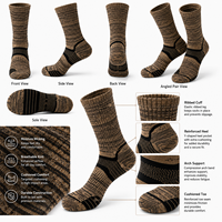 Chaussettes de randonnée en laine mérinos, anti-ampoules, avec coussinets en tissu éponge, durables, respirantes, hautement personnalisables avec lettres