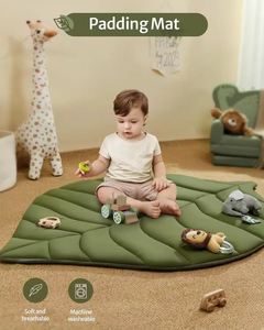 Tapis d'éveil sensoriel pour bébé <span class=keywords><strong>nouveau</strong></span>-<span class=keywords><strong>né</strong></span> en peluche ivoire pour dormir et ramper, pliable, en forme de feuille, en coton, lit pour bébé, tapis d'activité - Product Image 3