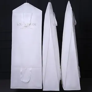 Custom White Non Woven Fabric Foldable Eco-friendly Wedding Dress Cover Suit Garment Bag