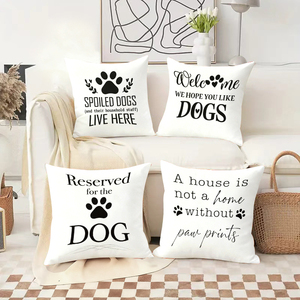 Cuscini Decorativi con Impronte di Zampe per Amanti dei Cani, 'Qui Vivono i Cani Pregiati', 'Benvenuti Cani' - Product Image 2