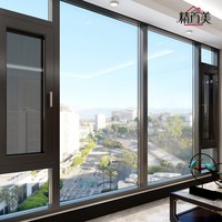 Fenêtre à battant de villa de luxe personnalisée en aluminium à cadre mince, avec moustiquaire à drainage dissimulé, coupe-vent, étanche et thermolaquée