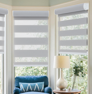 Joli design alexa panneau <span class=keywords><strong>solaire</strong></span> occultant stores zébrés en tissu occultant double stores zébrés pour fenêtre gris stores zébrés manuels - Product Image 4